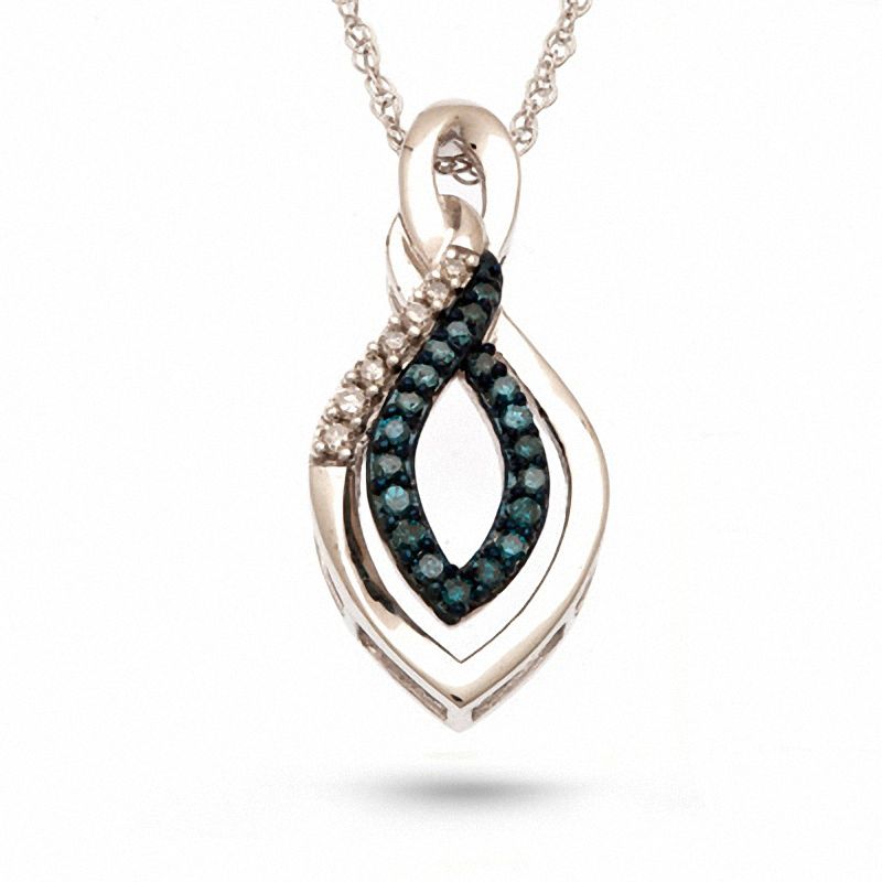 0.18 CT. T.W. Enhanced Blue and White Diamond Double Infinity Loop Pendant in Sterling Silver