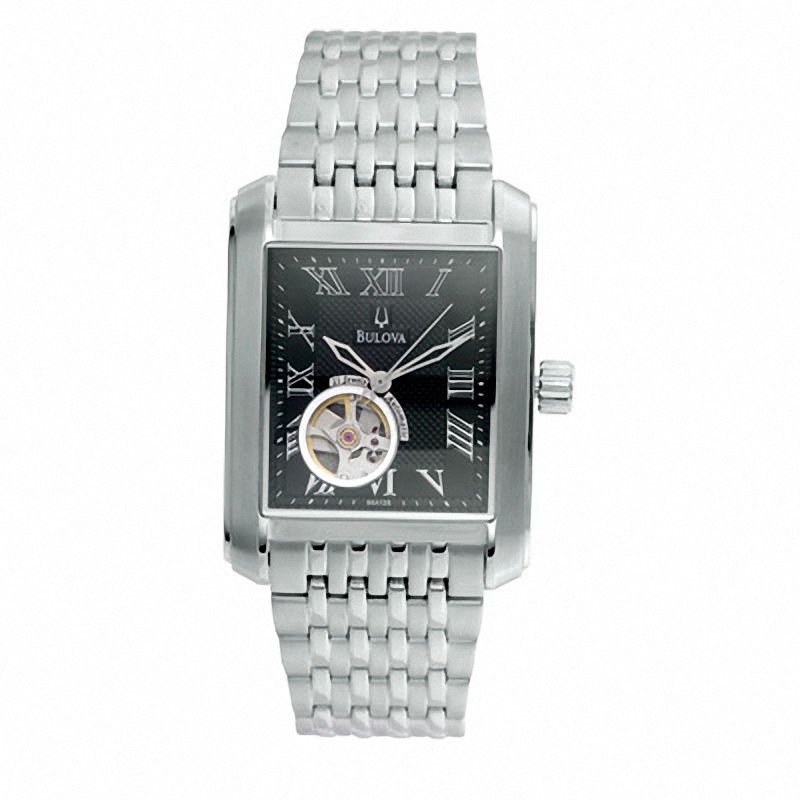 Men's Bulova Mechanical Watch with Square Black Dial (Model: 96A128)|Peoples Jewellers