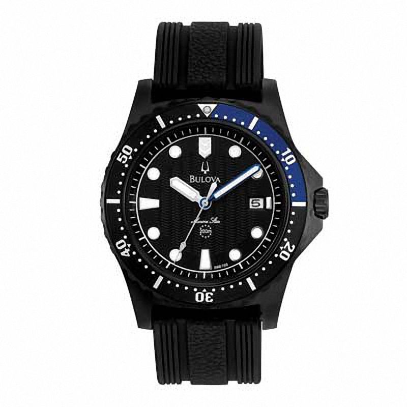 Men's Bulova Marine Star Strap Watch with Black Dial (Model: 98B159)