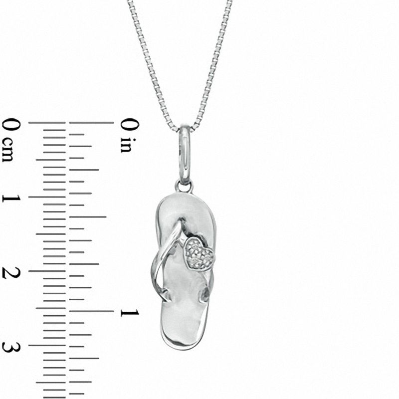 Diamond Accent Flip Flop with Heart Pendant in Sterling Silver