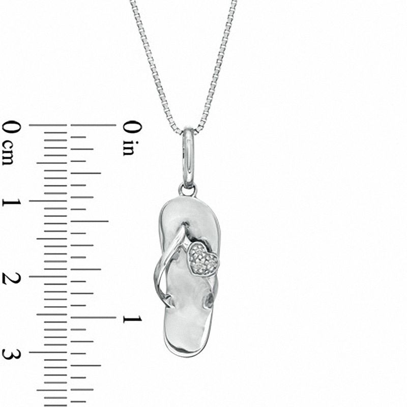 Main Image 2 of Diamond Accent Flip Flop with Heart Pendant in Sterling Silver