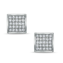 0.14 CT. T.W. Diamond Square Stud Earrings in Sterling Silver