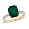 Thumbnail Image 0 of Cushion-Cut Lab-Created Emerald and White Sapphire Ring in 10K Gold