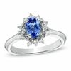 Thumbnail Image 0 of Oval Tanzanite and Lab-Created White Sapphire Frame Ring in Sterling Silver