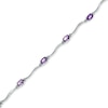 Thumbnail Image 1 of Oval Amethyst and Diamond Accent Bracelet in Sterling Silver - 7.25"