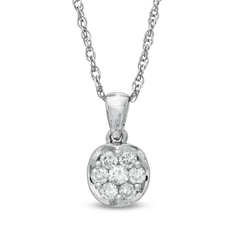 0.20 CT. T.W. Diamond Cluster Pendant in 10K White Gold|Peoples Jewellers