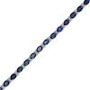 Thumbnail Image 1 of Oval Lab-Created Ceylon Sapphire and Diamond Accent Tennis Bracelet in Sterling Silver - 7.25"