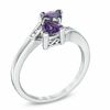 Thumbnail Image 1 of 5.0mm Trillion-Cut Amethyst and Diamond Accent Bypass Ring in Sterling Silver