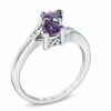 Thumbnail Image 2 of 5.0mm Trillion-Cut Amethyst and Diamond Accent Bypass Ring in Sterling Silver