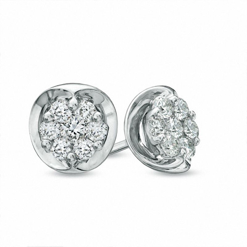 0.33 CT. T.W. Diamond Cluster Stud Earrings in 10K White Gold|Peoples Jewellers