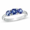 Tanzanite and Diamond Accent Three Stone Ring in Sterling Silver