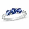 Thumbnail Image 0 of Tanzanite and Diamond Accent Three Stone Ring in Sterling Silver