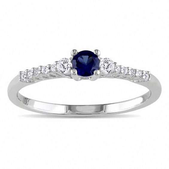 Blue and white diamond promise ring grave button