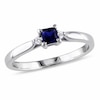 Princess-Cut Lab-Created Blue Sapphire and Diamond Accent Promise Ring in Sterling Silver