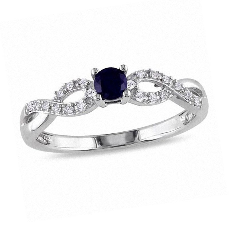 Lab-Created Blue Sapphire and Diamond Accent Promise Ring in Sterling Silver