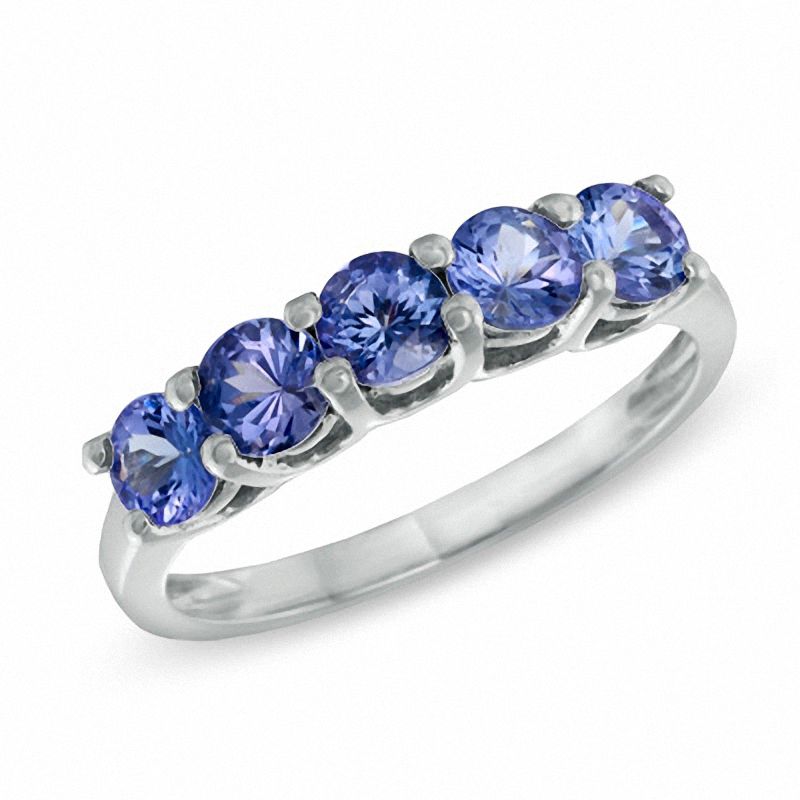 Tanzanite Five Stone Ring in 10K White Gold