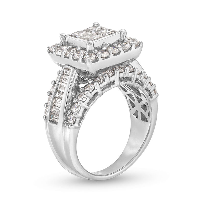 3.00 CT. T.W. Quad Princess-Cut Diamond Frame Ring 14K White Gold