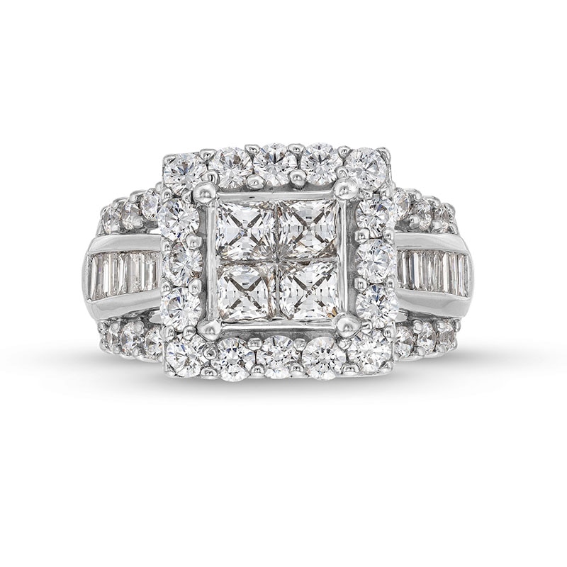 3.00 CT. T.W. Quad Princess-Cut Diamond Frame Ring 14K White Gold