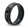 Thumbnail Image 1 of Men's 8.0mm Realtree Max-4® Camouflage Inlay Comfort Fit Black Zirconium Wedding Band - Size 10