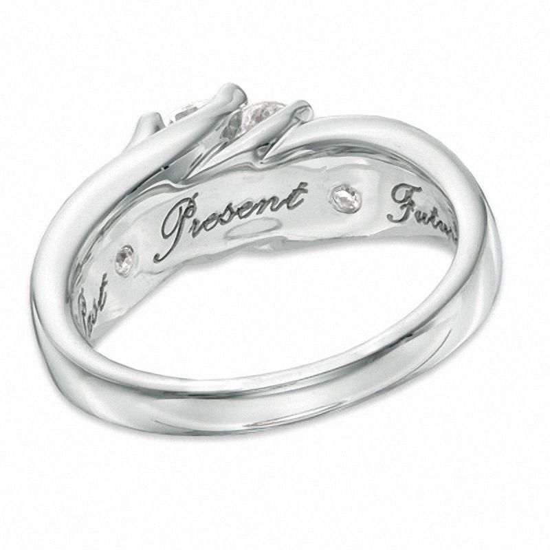 1.00 CT. T.W. Diamond Slant Three Stone Ring 14K White Gold