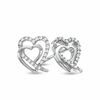 Thumbnail Image 1 of 0.12 CT. T.W. Diamond Double Heart Stud Earrings in Sterling Silver