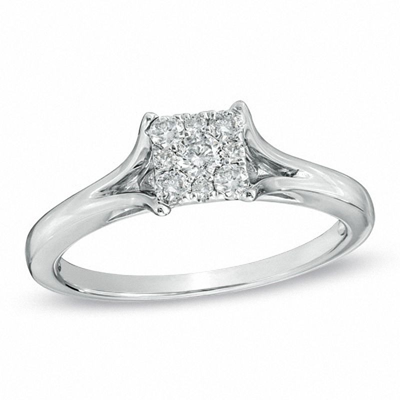 0.25 CT. T.W. Composite Diamond Square Engagement Ring in 10K White Gold