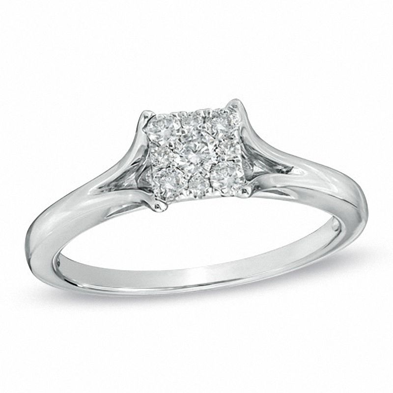 0.25 CT. T.W. Composite Diamond Square Engagement Ring in 10K White Gold|Peoples Jewellers