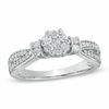 Thumbnail Image 1 of 0.50 CT. T.W. Diamond Cluster Vintage-Style Engagement Ring in 10K White Gold