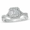 Thumbnail Image 0 of 0.58 CT. T.W. Baguette Diamond Frame Engagement Ring in 14K White Gold