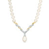 Thumbnail Image 1 of Freshwater Cultured Pearl and 0.09 CT. T.W. Diamond Necklace in Sterling Silver and 14K Gold-17"