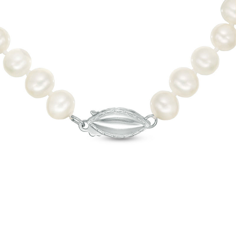 Cultured Freshwater Pearl and 0.09 CT. T.W. Diamond Necklace in Sterling Silver and 14K Gold - 17"