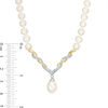 Thumbnail Image 2 of Cultured Freshwater Pearl and 0.09 CT. T.W. Diamond Necklace in Sterling Silver and 14K Gold - 17"