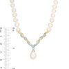 Thumbnail Image 3 of Freshwater Cultured Pearl and 0.09 CT. T.W. Diamond Necklace in Sterling Silver and 14K Gold-17"