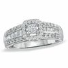Thumbnail Image 1 of 0.62 CT. T.W. Princess-Cut Diamond Cushion Frame Engagement Ring in 14K White Gold