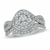 Thumbnail Image 1 of 0.50 CT. T.W. Diamond Twist Frame Bridal Set in 14K White Gold