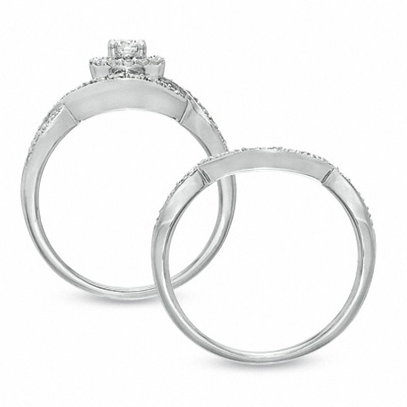 Main Image 3 of 0.50 CT. T.W. Diamond Twist Frame Bridal Set in 14K White Gold