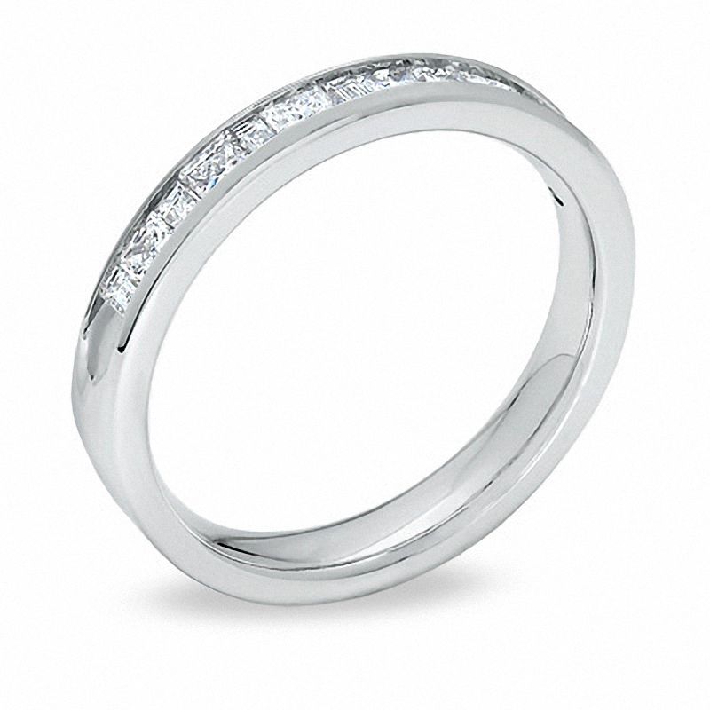 Main Image 2 of 0.50 CT. T.W. Princess-Cut and Baguette Diamond Wedding Band in 14K White Gold