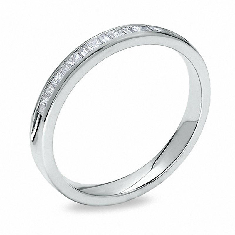 0.25 CT. T.W. Princess-Cut and Baguette Diamond Wedding Band in 14K White Gold