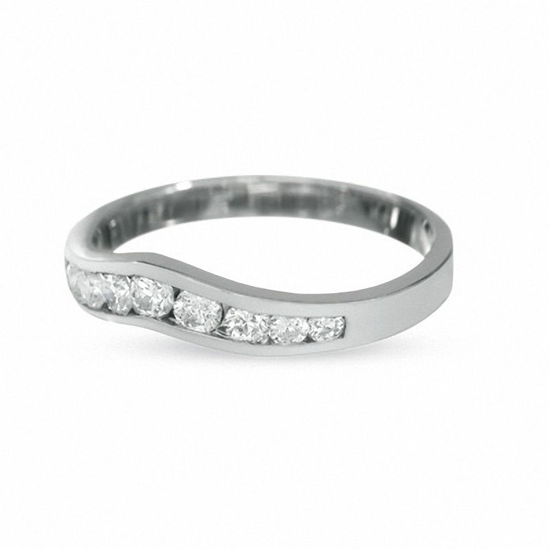 Main Image 3 of 0.38 CT. T.W. Diamond Contour Wedding Band in 14K White Gold
