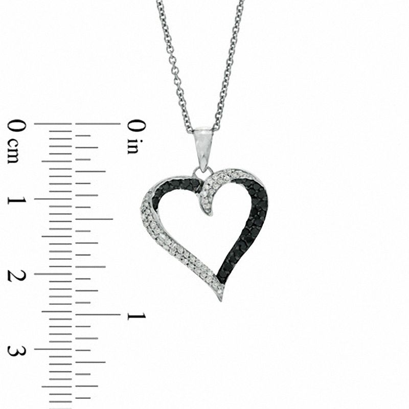 Main Image 2 of 0.33 CT. T.W. Enhanced Black and White Diamond Inside-Out Heart Pendant in 10K White Gold