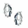 Thumbnail Image 0 of 0.25 CT. T.W. Enhanced Blue and White Diamond Braided Drop Earrings in 10K White Gold