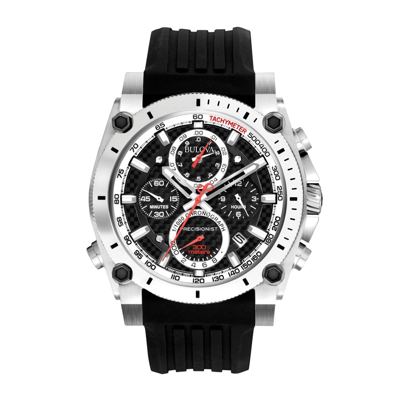 Men's Bulova Precisionist Dive Chronograph Strap Watch with Black Dial (Model: 98B172)|Peoples Jewellers