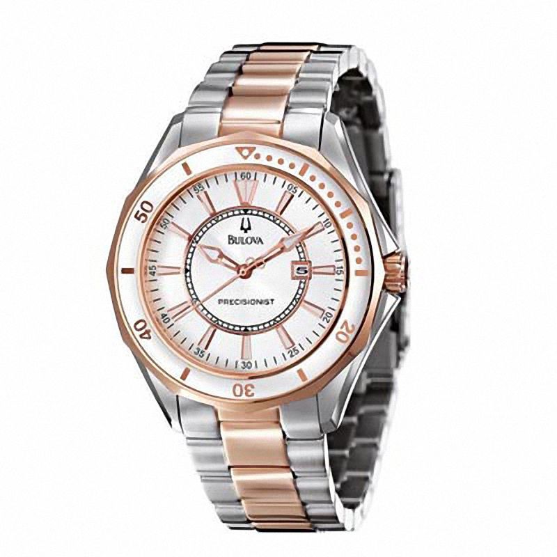 Ladies' Bulova Precisionist Two-Tone Stainless Steel Watch with Silver-Tone Dial (Model: 98M113)|Peoples Jewellers