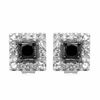 Thumbnail Image 1 of Black Mystique 0.20 CT. T.W. Enhanced Black and White Princess-Cut Diamond Earrings in Sterling Silver
