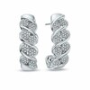 Thumbnail Image 1 of 0.25 CT. T.W. Diamond Cluster Double Row Drop Earrings in Sterling Silver