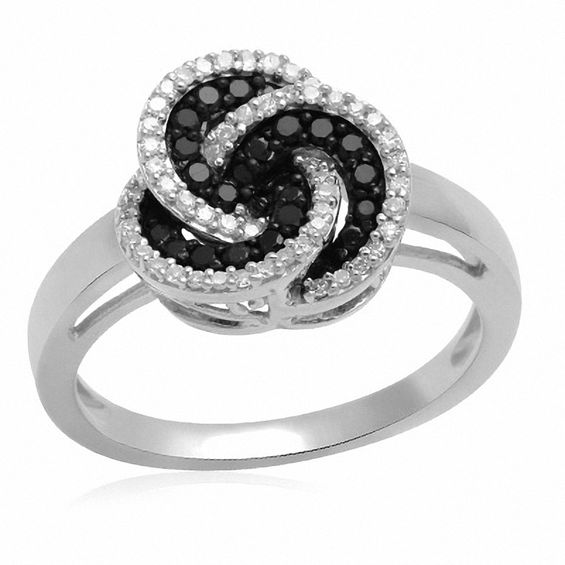 black and white diamond knot ring