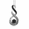 Thumbnail Image 0 of 0.33 CT. T.W. Enhanced Black and White Diamond Cluster Swirl Pendant in Sterling Silver