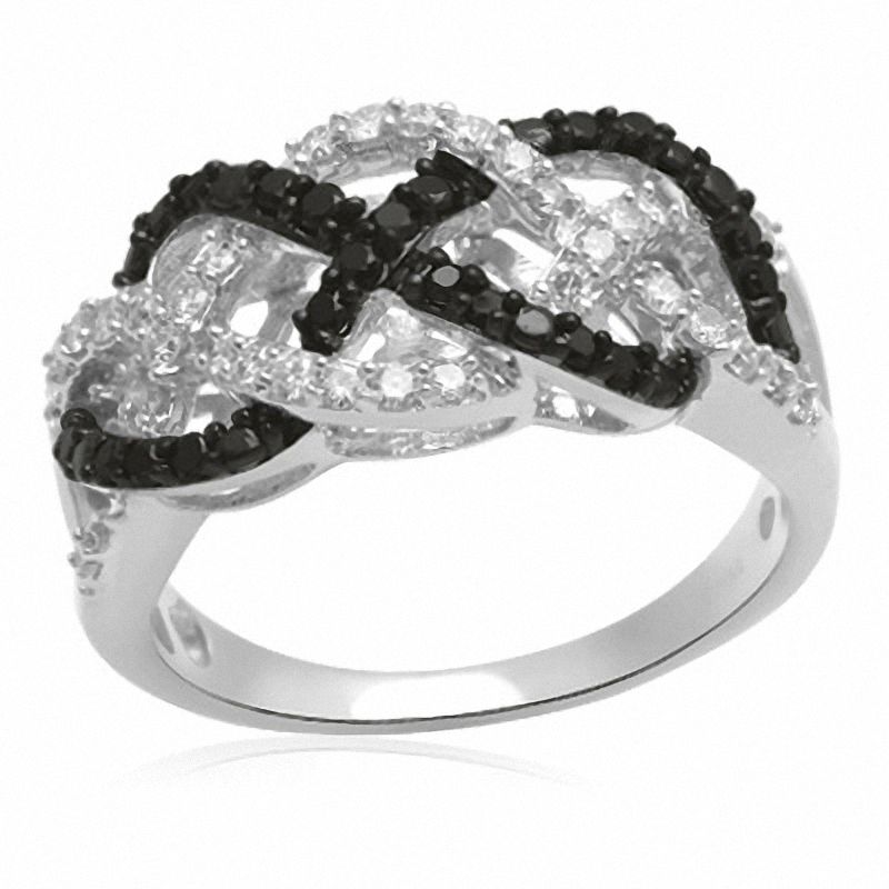 0.50 CT. T.W. Enhanced Black and White Diamond Loose Braid Ring in Sterling Silver