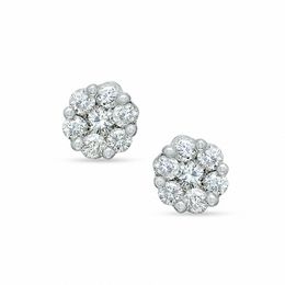 1.00 CT. T.W. Diamond Cluster Stud Earrings in 14K White Gold