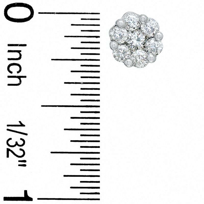 1.00 CT. T.W. Diamond Cluster Stud Earrings in 14K White Gold|Peoples Jewellers